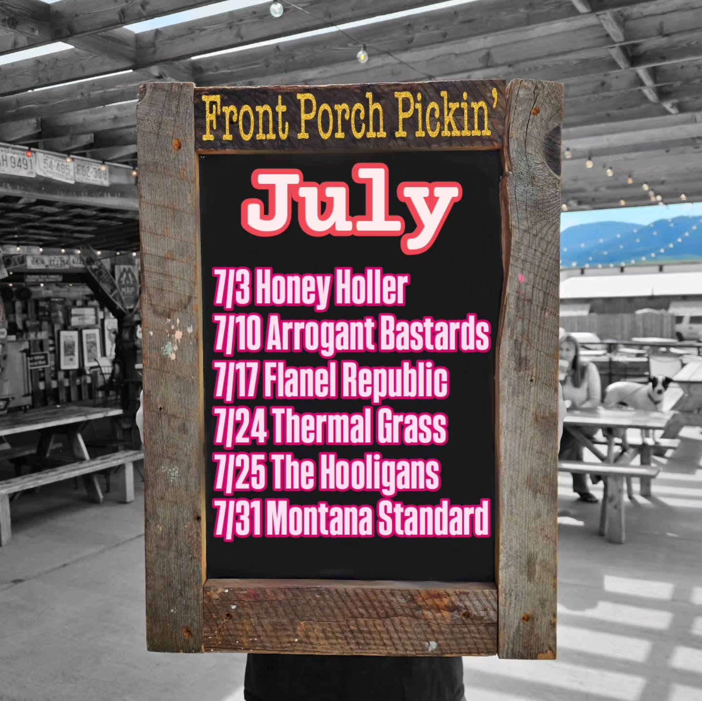 July Music is going to be a blast. We are super jazzed about this upcoming Month of Front Porch Pickin'! Music starts at 6PM, yall.
🪕
Regular hours this week
Thurs-Mon 11:30-8:00(eeesh)
🎻
#livemusic #frontporchpicking #bluegrass #montana #yellowstone
