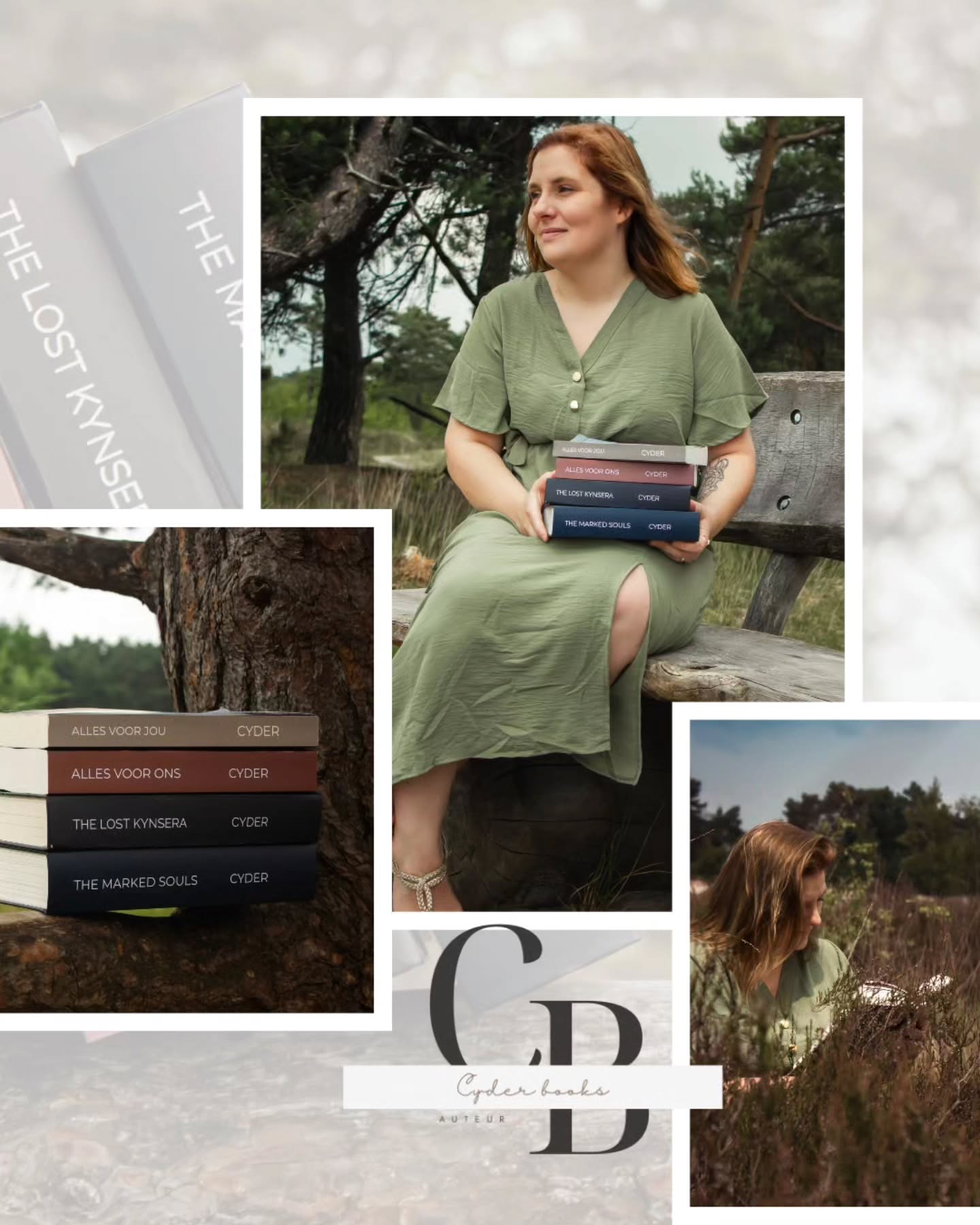 Soms zijn woorden het enige wat blijft.
Ik schrijf om niet te vergeten. Om iets te raken.
Of je nu verdwijnt in een fantasywereld of meegesleurd wordt in een psychologisch spel —
deze boeken dragen stukjes van wie ik ben.
www.cyderbooks.be
Beschikbaar in elke boekhandel
Beschikbaar op kobo en storytel