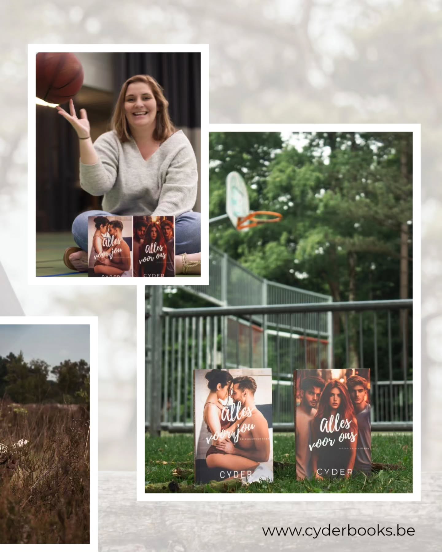 Soms zijn woorden het enige wat blijft.
Ik schrijf om niet te vergeten. Om iets te raken.
Of je nu verdwijnt in een fantasywereld of meegesleurd wordt in een psychologisch spel —
deze boeken dragen stukjes van wie ik ben.
www.cyderbooks.be
Beschikbaar in elke boekhandel
Beschikbaar op kobo en storytel