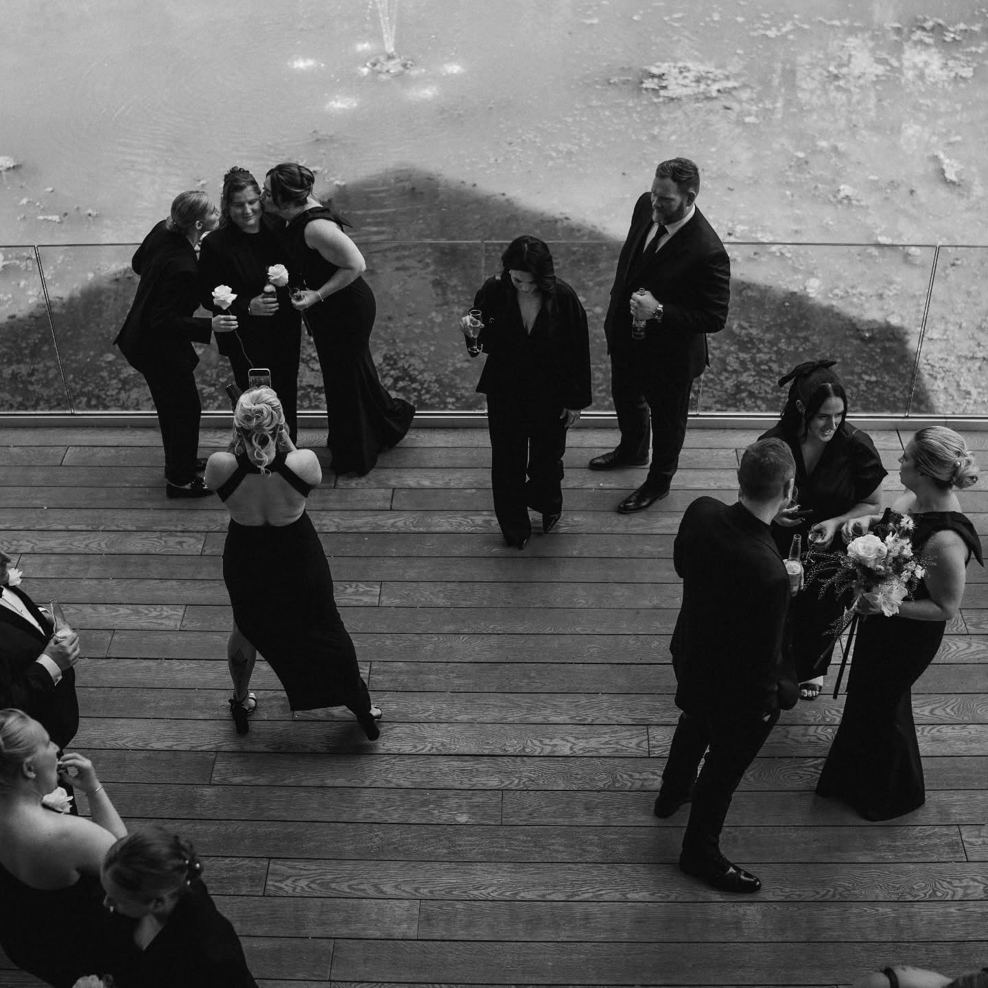 THIS IS A VIBE.
This image not only captures so many moments, special souls, and evokes so many feelings...
For me, it's the epitome of two special humans and their very special day... with their beyond beautiful guests (& perfect 10...now 11....I'm the goalie... IYKYK)
No one knows it's happening. It truly is a moment in time.
It's timeless.
It's edgy...
It's everything and then some.
The Bradford-Ogles guests embraced their dress code of All Black (I'm talking no coloured accessories, just pure, simple, but god damn stylish black.)
This image captures the day... and my heart so much. Bravo @blonde.shot Bravo.
Black, black dress, wedding dress code, wedding guest outfit, wedding inspiration, all black, all black dress code, junie poonie, wedding planner, wedding Stylist.