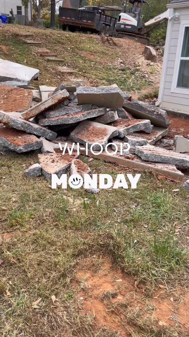 This excavator makes me HAPPY on Monday morning! Baby steps on this recent renovation. #designbuildremodel #slabdemolition #renovationmondays #lovedesign #excavator #digthedirt #greenvillescrenovations #greenvillescdesign