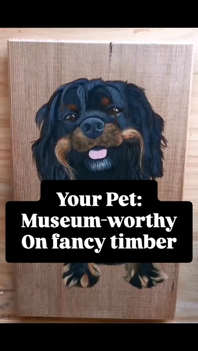Your pet is a floofy work of art, but you can't put them on display! Well, now you can turn them into a hand painted timber masterpiece that'll make them the Bark-asso or meow-net of your home 😉