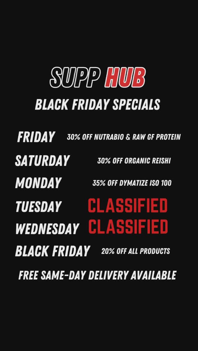 Tuesday’s Black Friday deal has been declassified!
Get 25% off all plant & vegan protein in store and online!
FREE same-day local delivery available on our website.