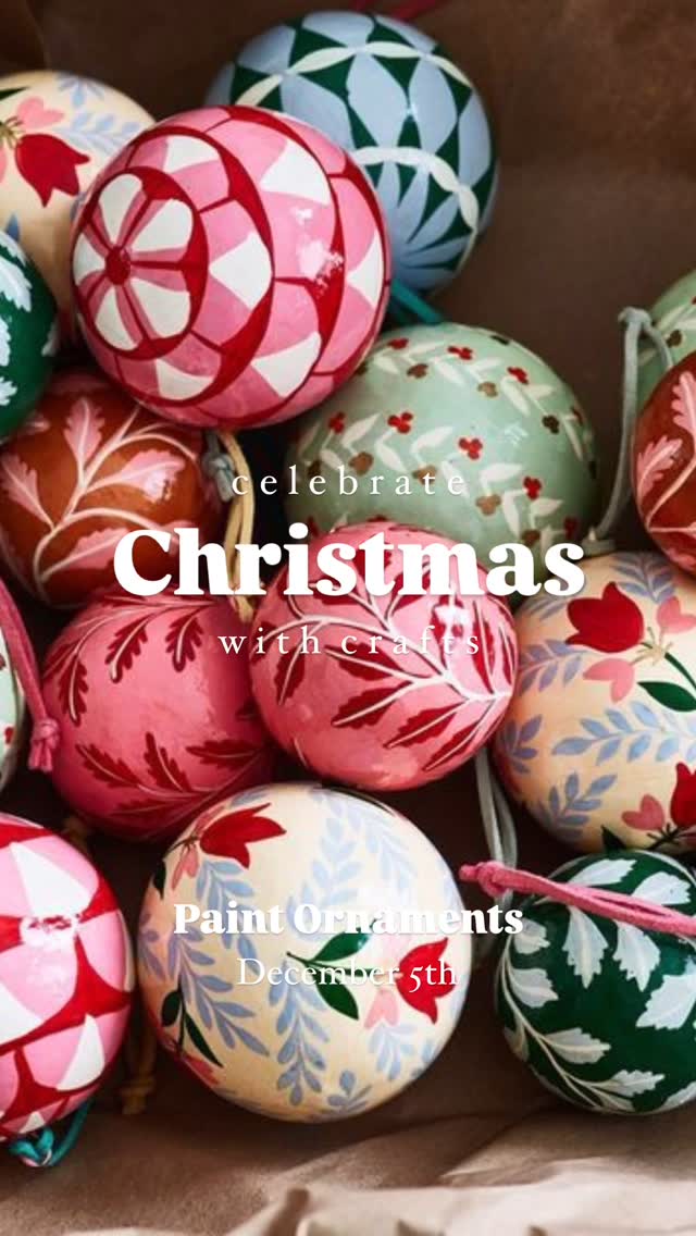 Paint Christmas Ornaments this December at @shopfestivehouse on December 5th at 6pm. Tickets are available now online at shopfestivehouse.com and are only $35 per person!
#workshop #creativeworkshop #christmascrafts #christmastime #christmasinelkton #paintedornaments