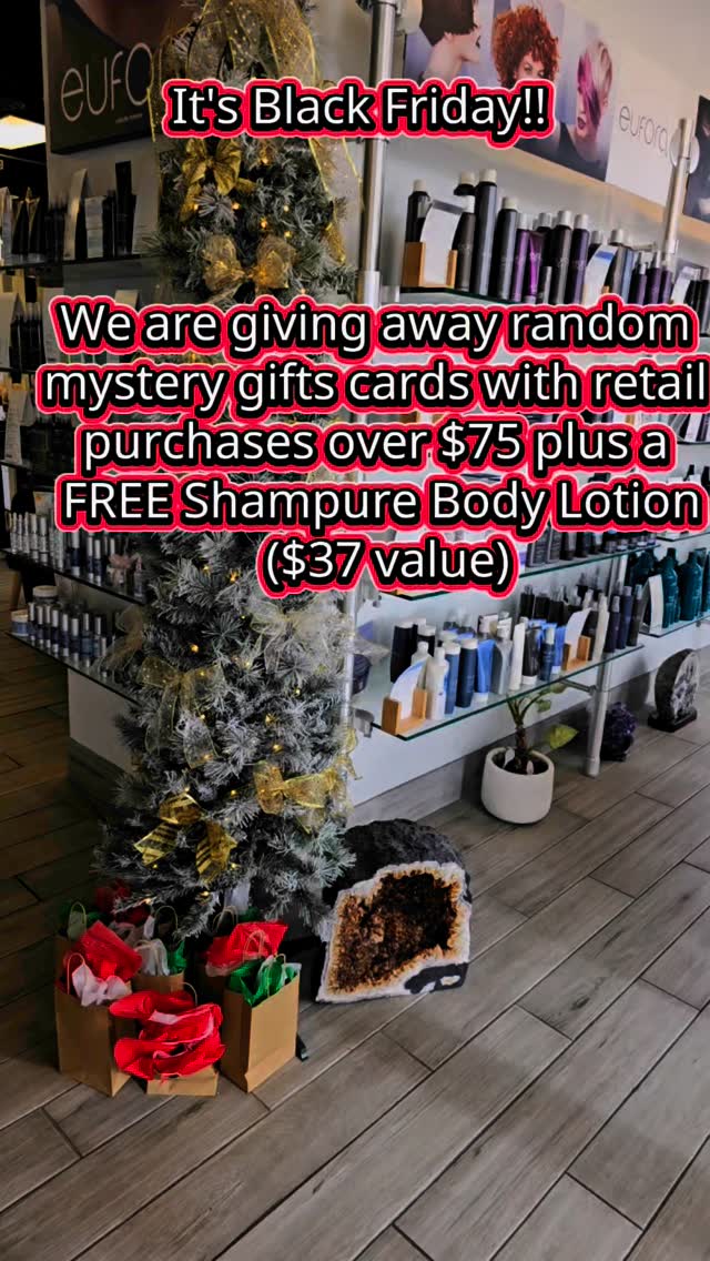 FREE GIFT with purchase of a Gift Card!
Tier 1 ($20 value)
$100-$250 in Gift Cards
Receive a
Free Beauty Box!
*Collagen Face Mask
*Collagen Hand mask
*Mini Aveda Hand Relief
*Rose Quartz Heart stone crystal
*Nail File
Tier 2 ($45 value)
$250-$499 in Gift Cards
Receive
*Evolve Tote Bag
*Detangling Brush
*Collagen Face Mask
*Collagen Hand Mask
*Nail File
OR
2 Beauty Boxes
Tier 3 ($85 value)
$500+ in Gift Cards
Receive
*Muslin Bathrobe
*Collagen Face Mask
*Collagen Hand Mask
OR
2 Tote Bags
(While supplies last. In person purchase only. Gift card can not be used the same day.)
#blackfriday #shoplocal #zerogravitypedi #Phoenixsalon #glendaleaz #peoriasalon
