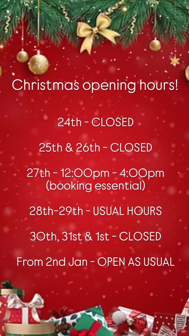 🎄 CHRISTMAS OPENING TIMES! 🎄
As always, booking is highly encouraged! The link is in our bio
Have a wonderful merry Christmas, from the Guru gals! 🎅🎄