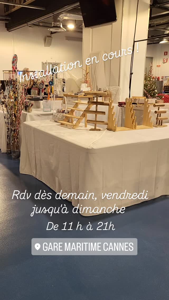 Installation en cours !
Pour le Festival des créateurs à la gare maritime de Cannes
Du vendredi 20 au dimanche 22 décembre !
@republiquedesartscannes
@garecroisette