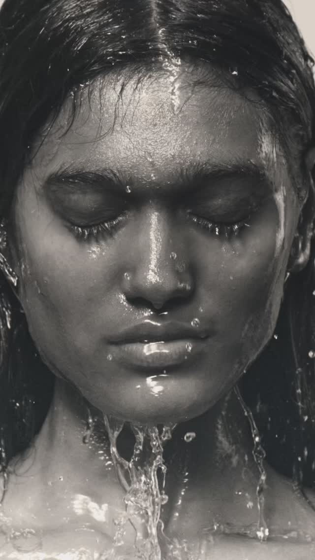 Reverse splash, same slay. 🖤💦 #timelessdrip #slowmotion #highspeed #water #splash