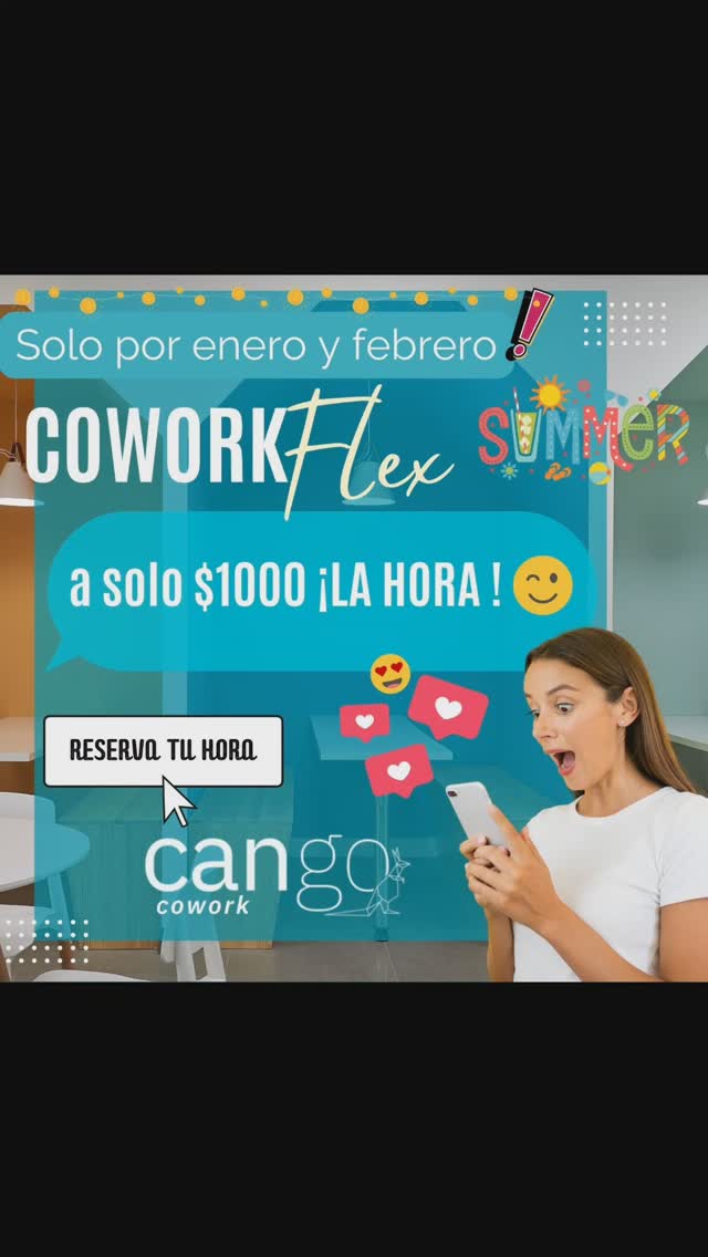 ¡¡NOTICIÓN!! SOLO POR LOS MESES DE ENERO Y FEBRERO; Cango Cowork abre sus puertas a solo $1000 la hora!!🤯
¡Reserva YA tu espacio en nuestro Cowork Flex!
+569 9 710 2976
Estamos en Diego de Velásquez 2079 Providencia de lunes a viernes de 8:00 a 20:00 hrs.
¡Te esperamos! 🏝️
#coworking #cowork #oficinas #emprendedores #emprendedoreschilenos🇨🇱 #emprendimiento #profesionales #Providencia #coworkflex #todoaluca