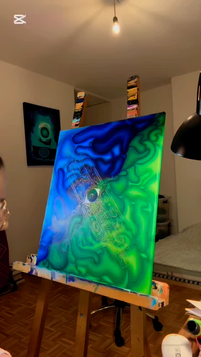 #abstractart #artinmotion #greenandblue #artdaily #creativejourney #timelapse #acrylicpainting #colorfulart