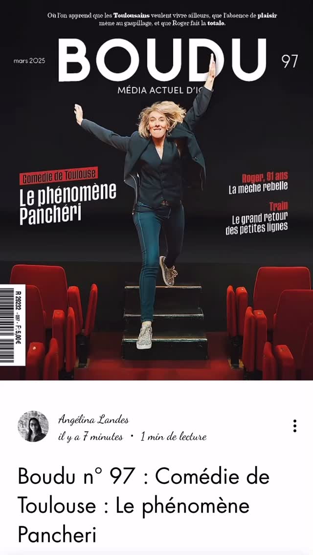 Et ça fait « Pom pom pom » chez les Pomme Pidou de Sciences Po, ça fait aussi bien rire à La Comédie de Toulouse avec Angélique Panchéri et de la peine « pour ceux qui restent » après un événement dramatique. Ça fait enfin du bien de savoir que des trains repasseront dans des gares désertées et de voir de sublimes photos.
C’est ça et bien plus encore dans le dernier numéro de Boudu (97) !
#toulouse #occitanie #boudumagazine