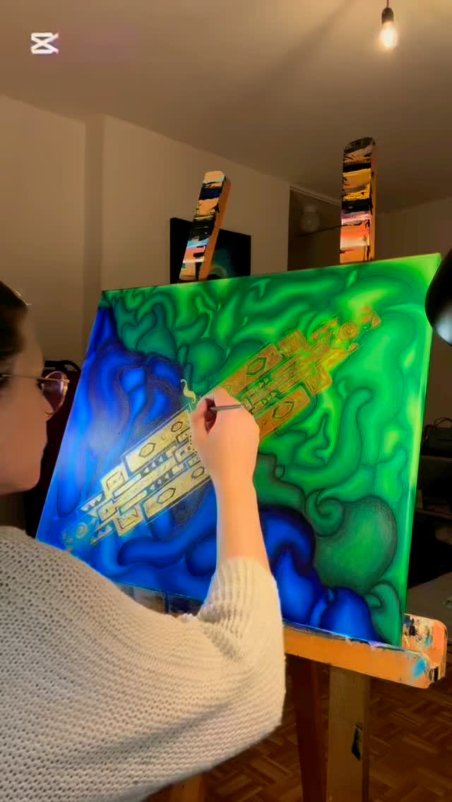 #abstractart #artinmotion #creativejourney #greenandblue #artdaily #timelapse #acrylicpainting #arttherapy #colorfulart #inspirecreativity