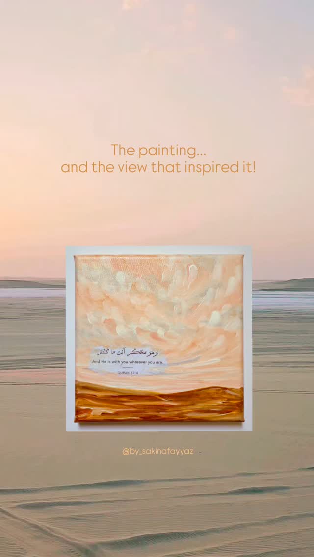 This 20x20 cm painting from the Path to Peace collection was inspired by this video I came upon in my gallery.
I remembered that moment when I was standing in the vast desert, feeling so small yet so at peace in my heart that I am not alone. I was completely in awe of Allah's creation and that moment reminded me of this beautiful verse from the Quran: “And He is with you wherever you are.” It felt like the perfect reminder to capture on canvas.
✨️ This would make a perfect heartfelt gift for Ramadan! DM if interested 💌
.
.
.
.
.
.
.
#Islamicart #Quranicverses #Spiritualart #Pathtopeace #Minimalistart #Abstractlandscape #Modernislamicart #Acrylicpainting #Handmadeinqatar #Desertinspired #Dohaartists #Qatarart #Faithinart #Islamichomedecor #Artwithmeaning #Quranicreminders #Muslimhomedecor #Peacefulspaces #Ramadandecor #Artcollectors #Islamicgifts