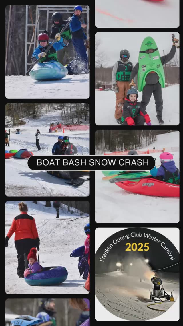 The Boat Bash Snow Crash is right around the corner! In collaboration with our friends, @franklinoutingclub, we are bringing back this epic event of whitewater kayak races down the snowy slopes at Veterans Memorial Recreation Area.
Join us on March 1st:
EVENT SCHEDULE
11-12 Registration
11-12:30 Open Sledding
12:30-1:30 RACE: Best Time
1:30 - 2:30 Open Sledding
2:30 - 4:30 RACE: Head to Head
Tickets are on sale now:
TICKETS
FREE Kiddos age 12 and under
$7 Spectators only
$15 Open Sledding (no racing)
$25 Racing
Participants must bring and wear a helmet.
Discounted ski passes will be available for Boat Bash participants at the Vets counter.
All ticket proceeds benefit Mill City Park at Franklin Falls. All food, beverage, and ski pass proceeds benefit the Franklin Outing Club.
Want to help out? Share this post, connect with us to volunteer at the event, or bring a friend and join in on the fun!
https://www.millcitypark.com/boatbash2025