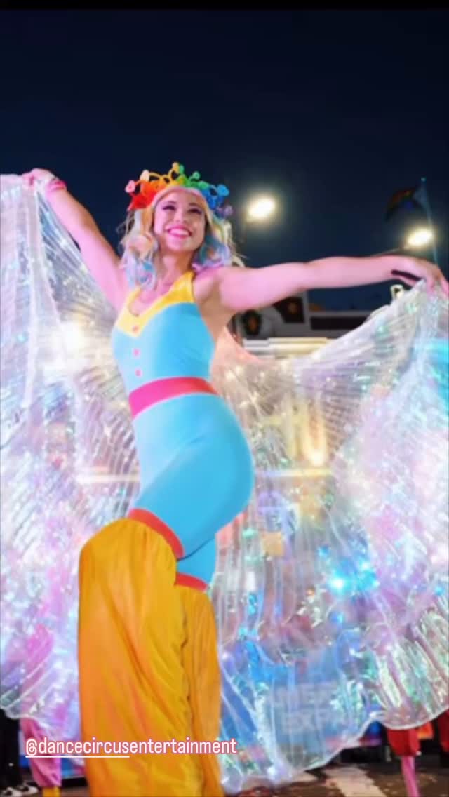 ✨🏳️🌈 Sydney Mardi Gras Magic! 🏳️🌈✨ Our fabulous Rainbow Pastel Stilt Walkers with glowing LED wings lit up the City of Sydney float, bringing Taylor Swift’s You Need to Calm Down to life! 💖🎶 Strutting, shining, and celebrating love, inclusivity, and QUEEN ENERGY all night long! 🌈💃⚡#MardiGrasSydney #CityOfSydney #RainbowMagic #StiltQueens #YouNeedToCalmDown #LoveWins