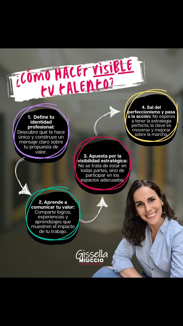 ¿Cómo hacer visible tu talento?
¿Cómo pasar de la intención a la acción para la búsqueda de empleo y el desarrollo profesional?
No se trata solo de pulir un CV o mejorar tu perfil en LinkedIn, sino de transmitir quién eres, qué valor aportas y cómo tu experiencia puede generar impacto.
Aquí les dejo algunos pasos clave para lograrlo:
1. Define tu identidad profesional: Descubre qué te hace único y construye un mensaje claro sobre tu propuesta de valor.
2. Aprende a comunicar tu valor: Comparte logros, experiencias y aprendizajes que muestren el impacto de tu trabajo.
3. Apuesta por la visibilidad estratégica: No se trata de estar en todas partes, sino de participar en los espacios adecuados.
4. Sal del perfeccionismo y pasa a la acción: No esperes a tener la estrategia perfecta, la clave es moverse y mejorar sobre la marcha.
¡Estamos a un mensaje de distancia, escríbeme por WhatsApp al +51 1 995 070 085 o por DM!
Un abrazo grande, Gisse
www.gissellamiuccio.com