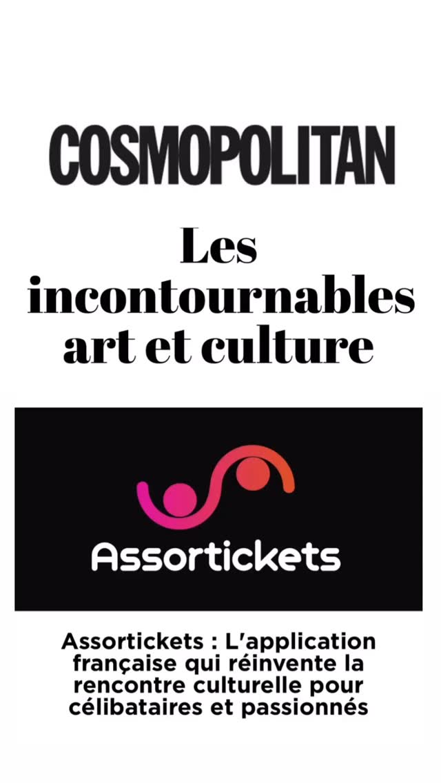 🤔Pourquoi les personnes qui vivent seules devraient-elles se priver de sortir ??!
👥 Assortickets met en relation les membres de chaque ville afin de trouver facilement un partenaire de sortie.
✅ Article complet sur le site « COSMOPOLITAN», dans les adresses incontournables art et culture.
Nouvelle version de l’application dans quelques jours 🎊
https://www.cosmopolitan.fr/les-incontournables-art-et-culture,2511545.htm
📲Application disponible sur App Store et Google Play
#cosmopolitan #rencontre #celibataire #culture