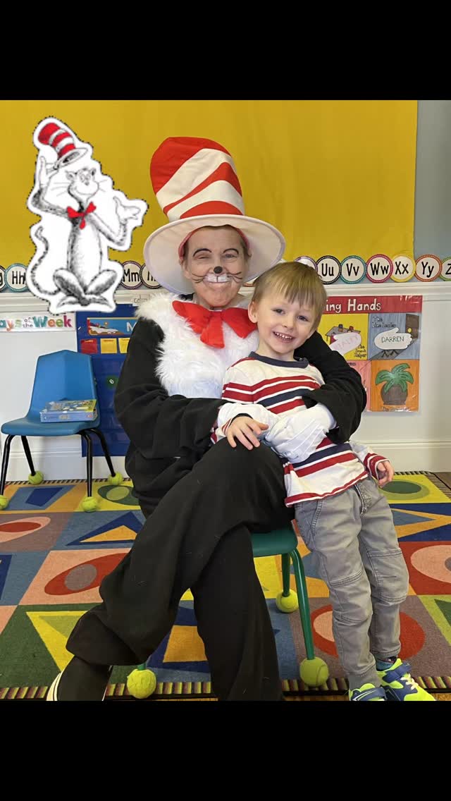 Big finale to Literacy Week was a visit from the Cat in the Hat! #preschoolactivities #literacyweek #veritasatelmwood