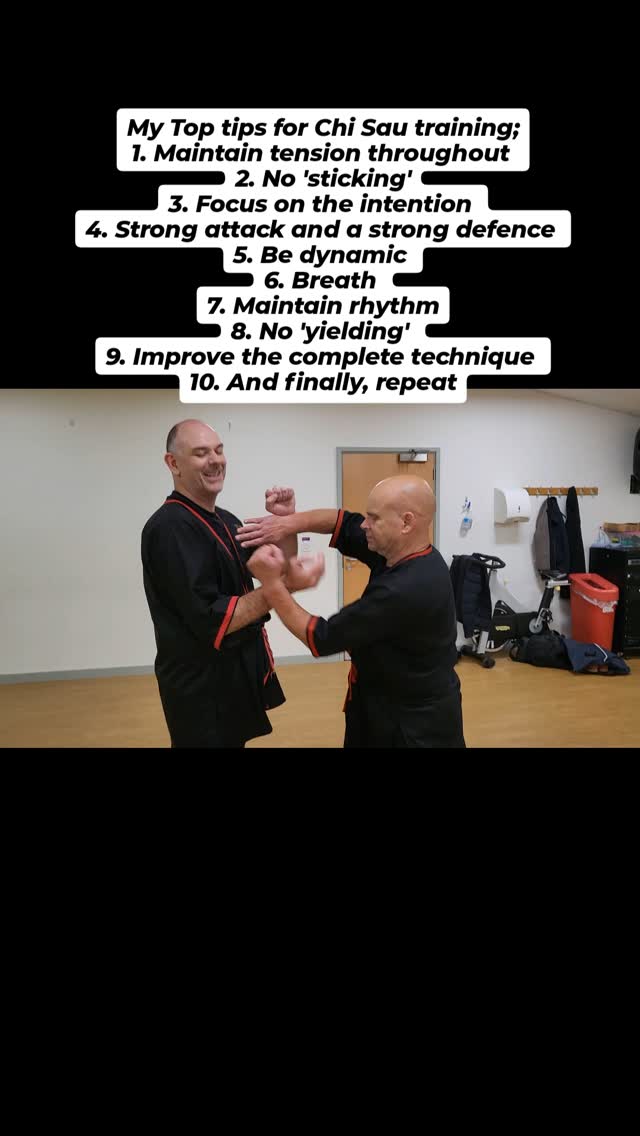 My Top tips for Chi Sau training;
1. Maintain tension throughout
2. No 'sticking'
3. Focus on the intention
4. Strong attack and a strong defence
5. Be dynamic
6. Breath
7. Maintain rhythm
8. No 'yielding'
9. Improve the complete technique
10. And finally, repeat
.
.
.
.
.
.
.
#wingchun_gb #selfdefense #yourownsecurity #sat #health #kungfu #martialarts #ipman #brucelee #mma #wingchunkungfu #wingtsun #vingtsun #fitness #jeetkunedo #taekwondo #karate #chertsey #woodendummy #boxing #chinesemartialarts #sifuklausbrand #wingchun #ufc #wt #leungting
#theriverbourneclub