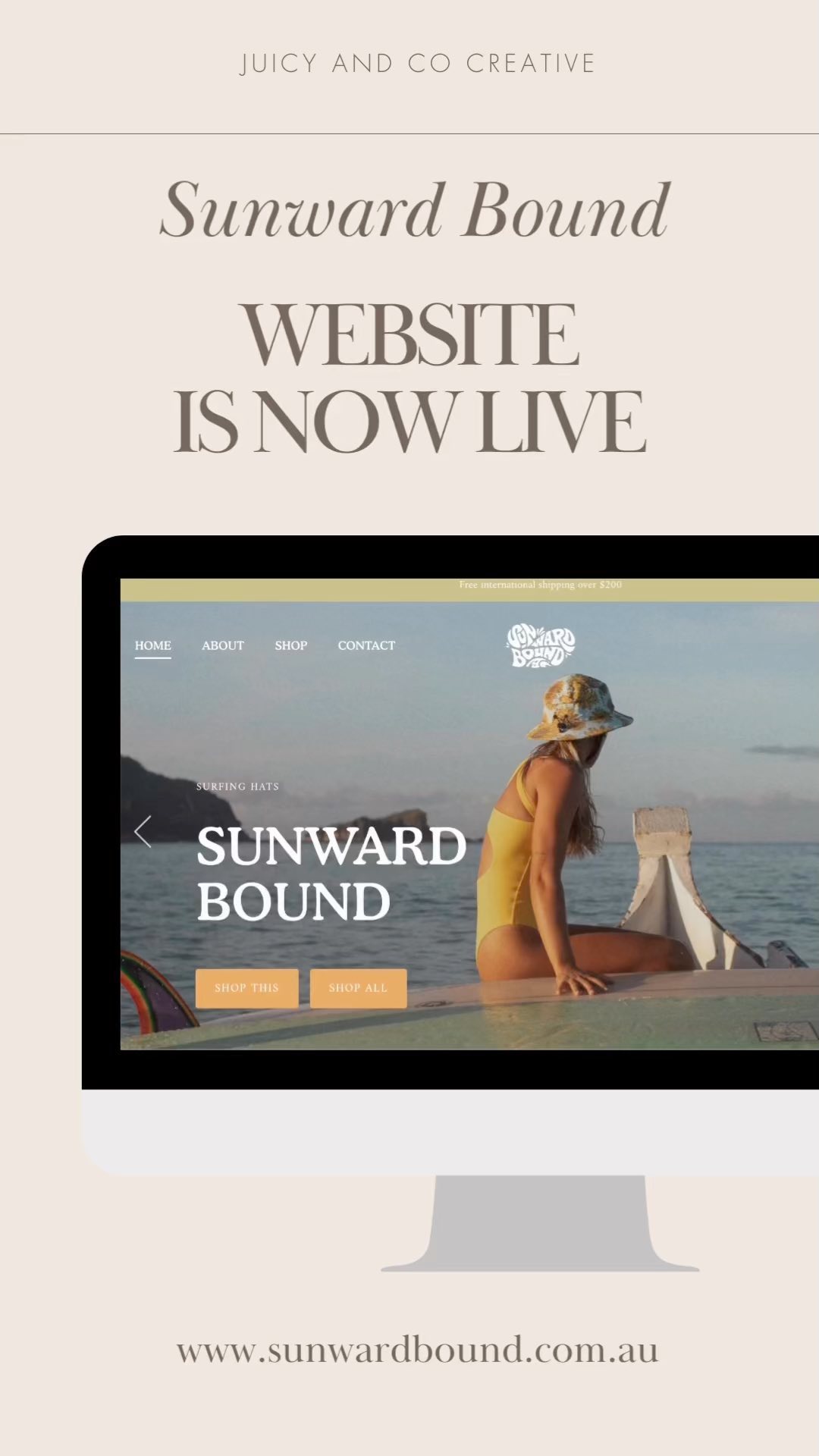 I’m super excited to share with you the launch of this amazing project 🎉🎉
Sunward Bound is a surf wear brand that created beautiful surfing hats to keep your face and eyes safely covered whilst still being able to enjoy the ocean, and look good. If you are a lover of the sea, have a look and find yourself your perfect summer hat :)
It’s been a pleasure to work with Siena on this new project and I’m looking forward to see all the outcome this new website will bring to the brand 😍😍
