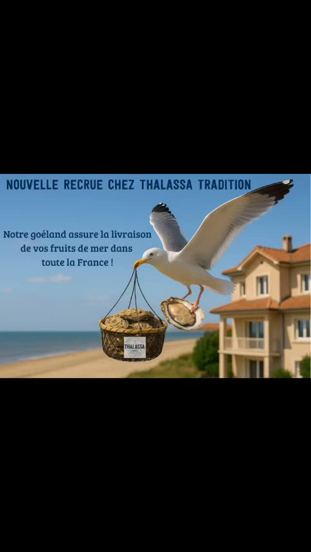 Après plusieurs mois de dressage, nous sommes fier de vous présenter "Jean-claude" notre goéland capable de vous livrer dans toute la France. Pour passer commande c'est par ici: https://www.thalassa-tradition.fr/vente-en-ligne