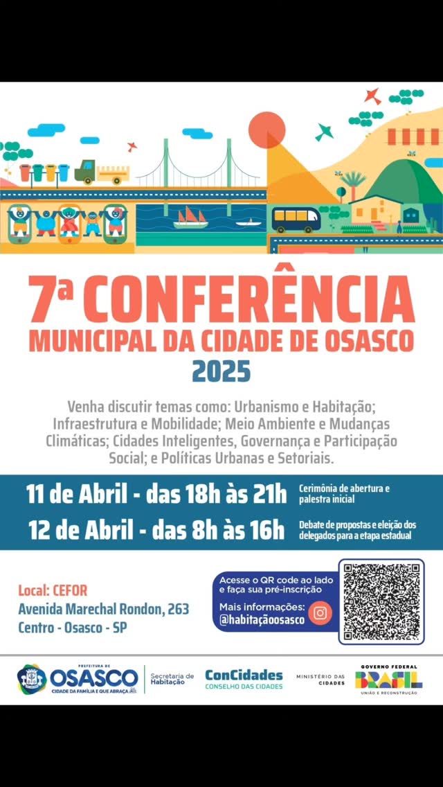 7ª Conferência da Cidade de Osasco debaterá temas como habitação, mobilidade e mudanças climáticas
A Prefeitura de Osasco, por meio da Secretaria de Habitação, promoverá a 7ª Conferência da Cidade nos dias 11 e 12 de abril, com o tema “Construindo a Política Nacional de Desenvolvimento Urbano: Caminhos para Cidades Inclusivas, Democráticas, Sustentáveis e com Justiça Social”. O evento será realizado no CEFOR (Centro de Formação de Recursos Humanos), localizado na Avenida Marechal Rondon, 263, e contará com a participação de especialistas e a sociedade civil, para discutir soluções para uma cidade mais justa e sustentável.
Confira matéria completa no portal: www.gazetaevangelica.com