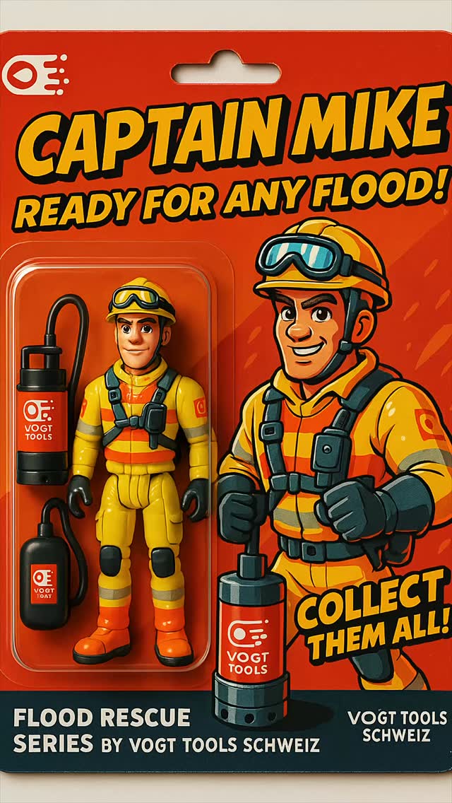 Alarm im Wohnzimmer – Land unter! 💦🏠 Doch unser Mini-Held Captain Mike ist schon im Einsatz. 🦸♂️ Mit Mini-Pumpe und maxi Mut kämpft er tapfer gegen die Flut (und rettet sogar die Fernbedienung vor dem Untergang 😉). Was spielerisch aussieht, wird in Wirklichkeit schnell ernst: Hochwasser kann jeden treffen. Zum Glück gibt’s vogt tools – damit wirst auch du zum Hochwasserschutz-Helden und bist #bereitfürjedeFlut!
#CaptainMike
#vogttools
#bereitfürjedeFlut
#Hochwasser
#Hochwasserschutz
#floodrescue
#Actionfigur
#RetroToys
#Nostalgie
#HochwasserHeld
#Fluthelfer