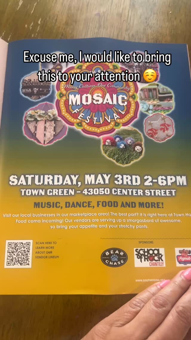Next Saturday, May 3rd
2-6pm
SOUTH RIDING MOSAIC FESTIVAL
Lots of food venders, local artisans, and family friendly!