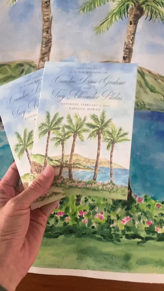 Ohhh I love thinking big with clients!! C&T wanted to use their save the date design for a seating chart (I mean look at that view!!) so I repainted the view at their venue bigger and we turned it into an 8โ seating chart!
Thank you @carolinepilalas for letting us be part of your celebration!! ๐ฅ๐ฅ๐ฅ๐๐๐
This was also the BEST excuse to go to Hawaii with @maunaweddingcreative for setup :)
A big thanks to @missbcalligraphy for helping with the build โค๏ธ What a dream trip!! Maui, weโll definitely be back!!!
@gemweddingsvail
@ritzcarltonmauievents
@ritzcarltonkapalua
#watercolor #weddinginspiration #seatingchart #savethedate #maui #mauiwedding #hawaii #watercolorartist #weddinginvitation