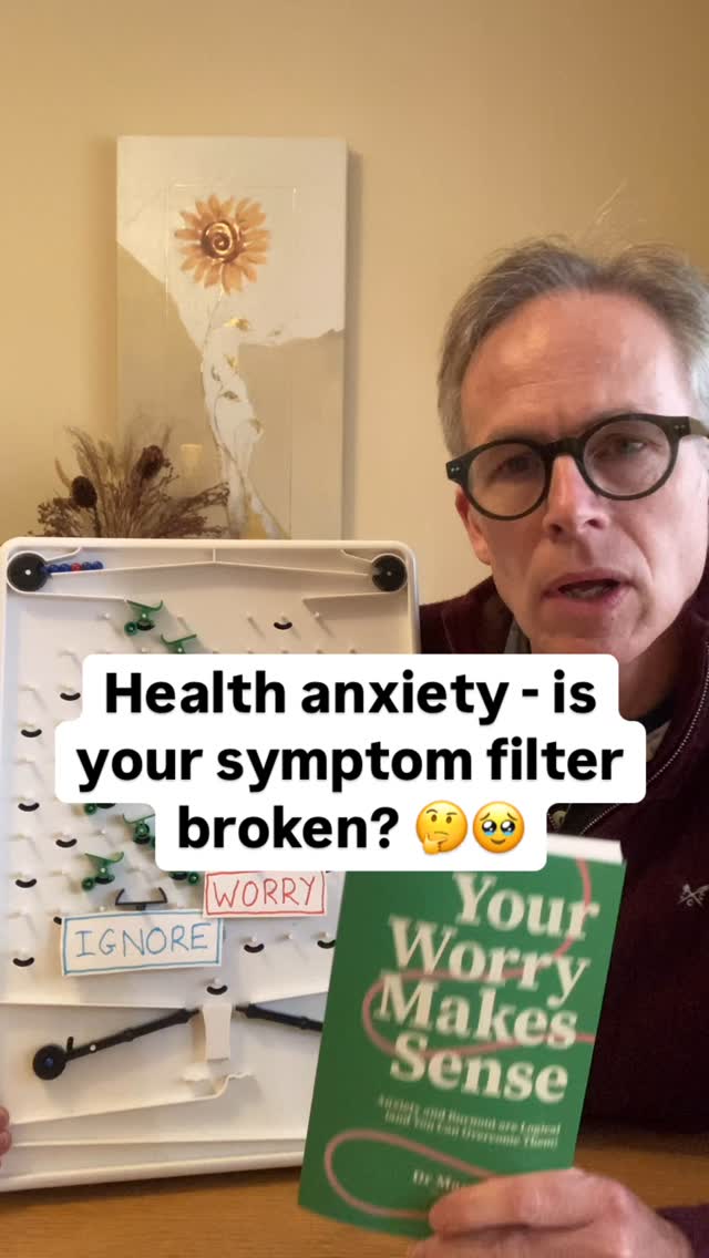 One of the key things to understand about health anxiety is that are bodies usually give us symptoms all the time - if you scan your body right now you will probably have several sensations you can detect, like an itch or a pain or a bit of tinnitus, for instance. Most of the time we just filter out these symptoms and ignore them. But we need to be in calm, safe mode for our brains to be able to do this properly, and with health anxiety our brain is in threat mode and so far more symptoms end up in the worry category.
Our instinct will then to be to focus on these symptoms, seeking reassurance, which only gives temporary relief. What is key to managing health anxiety is to focus our attention higher up, understanding how and why our brain has flipped into threat mode and learning how to flip it back. Key to flipping it back is to learn how to accept the discomfort that comes with worrying about symptoms, recognising the obsessional features that come with health anxiety and stop trying to disprove our worries through reassurance. It takes time and practice, but through accepting the discomfort it helps our brain to relearn the safety mechanisms that are essential to the symptom filter working properly.
How have you found this? Have you heard this idea before? Can you relate to the idea of a broken symptom filter? How have you managed with accepting the discomfort and flipping the switch back?
If you want to know more about this then I go into a lot more detail in my book Your Worry Makes Sense 😊👍
#worry #healthanxiety #anxiety #turingtumbler #mentalhealth