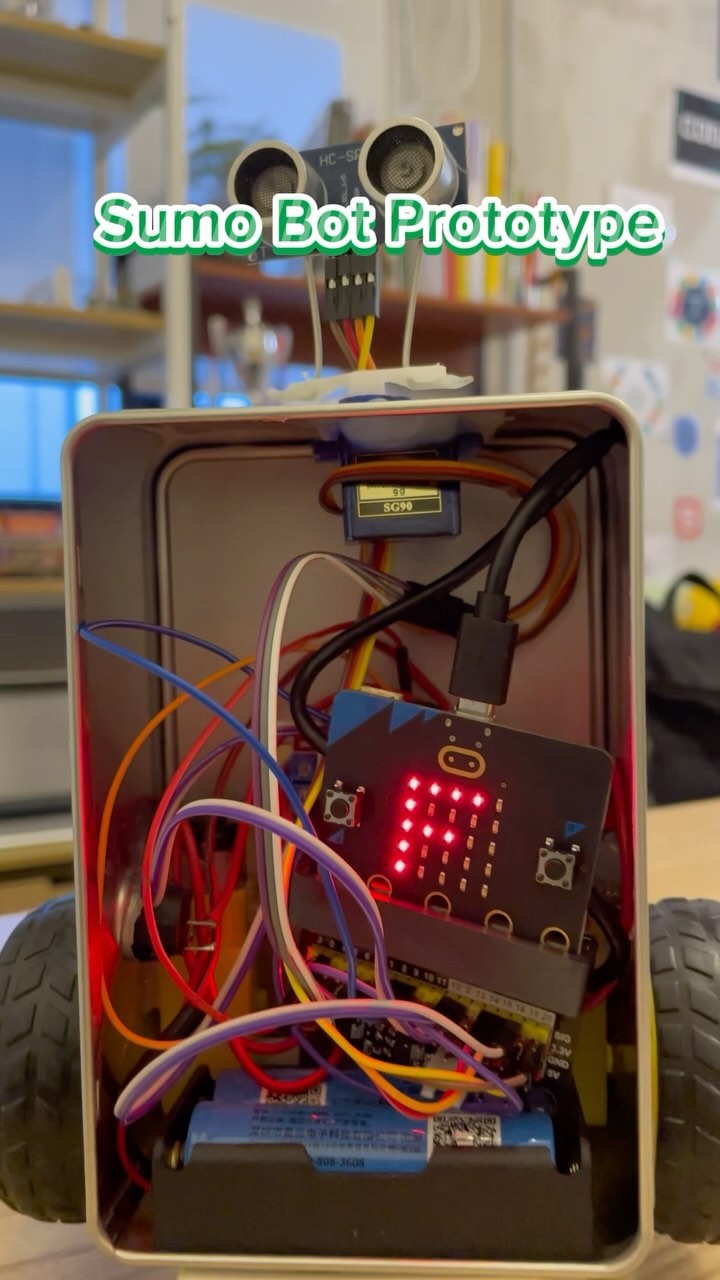 Micro:bit sumo bot prototype ! #Robotics #MicroBit #SumoBot #TechFun #harukiroboticslab