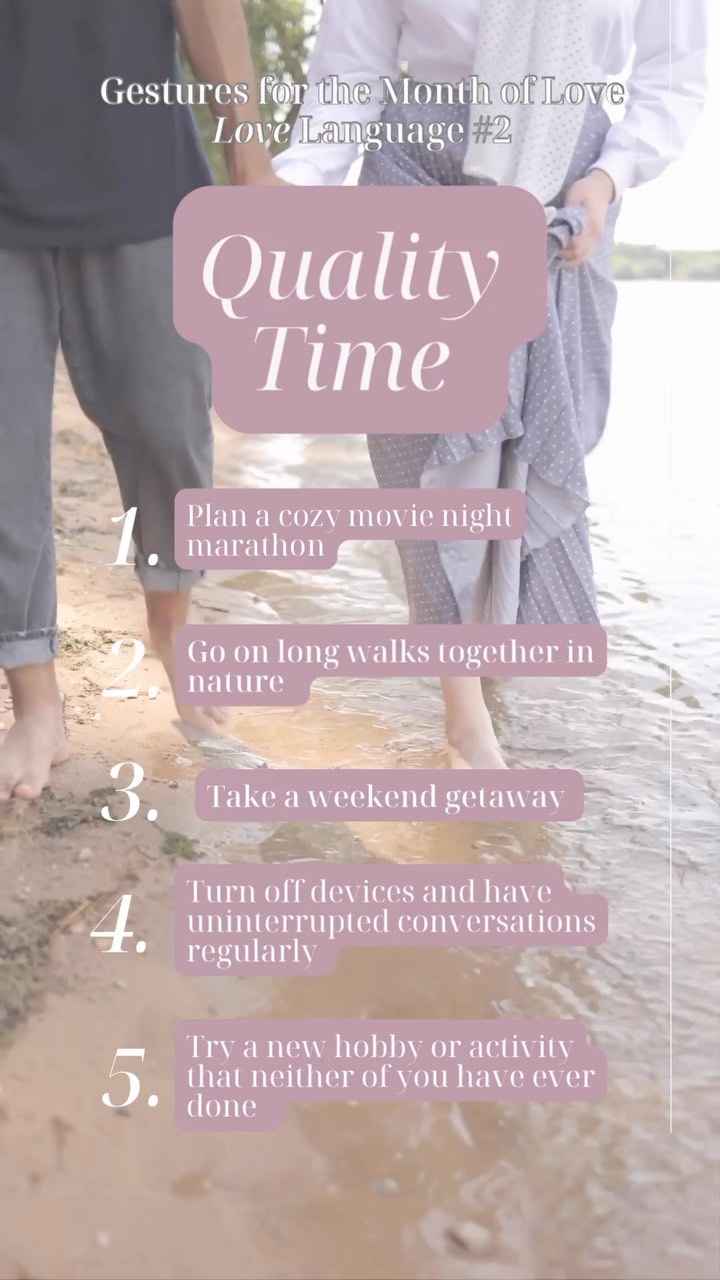 Love Language #2 is about making time and space for the relationship to grow.
Cherishing moments lead to fuller memories. 💑 We aren’t there to just clock in hours; it’s about connection, laughter, and shared experiences. Here’s to making every moment count! ⏰✨
•
•
•
•
•
•
#QualityTime #TogetherForever #MakingMemories #QualityMoments #ConnectionMatters #TimeWellSpent #LoveWithoutDistractions #UnplugAndConnect #BondingTime #HeartToHeart #CreatingMemories #InEachOtherWeTrust”