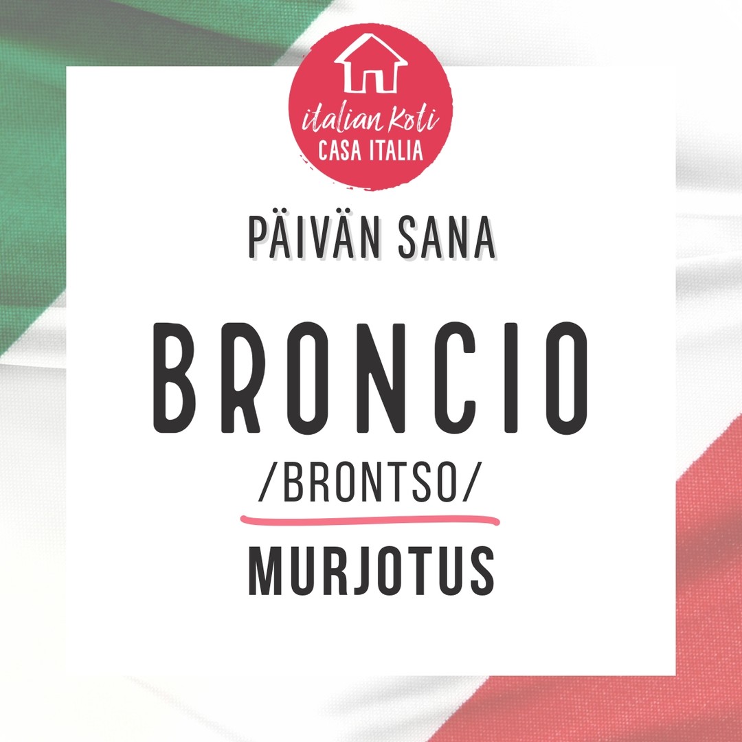 😒 Sana: broncio
Sanaluokka: substantiivi (maskuliini)
Monikko: bronci
Suomeksi: murjotus, möksähdys, nuhtelevan loukkaantunut ilme
⸻
✅ Merkitys suomeksi
1. Loukkaantunut, äreä tai lapsellinen mökötys
– Kun joku on huonolla tuulella tai loukkaantunut ja näyttää sen ilmeellään, erityisesti huultaan mutristamalla tai katsetta kääntämällä pois.
→ Käytetään paljon silloin, kun joku “ottaa nokkiinsa” pienestä ja vetäytyy hiljaa.
2. Itse ilme (mököttävä, loukkaantunut ilme)
– Fyysinen ilme: alahuuli törröllä, kulmat kurtussa – klassinen “mä en puhu sulle” -ilme.
⸻
🧠 Etymologia
Sana broncio on hieman epävarmaa alkuperää, mutta todennäköisesti se on peräisin onomatopoeettisesta juuresta, joka matkii murjottavaa ääntä tai ilmettä – vähän kuin brmm tai grrr.
Jotkut yhdistävät sen vanhaan muotoon brontolare (mutista, murista), joka taas liittyy ääneen ja tyytymättömyyteen.
⸻
🗣️ Esimerkkilauseita
• “Ha fatto il broncio perché non gli ho comprato il gelato.”
→ “Hän mökötti, koska en ostanut hänelle jäätelöä.”
• “Non fare il broncio, dai!”
→ “Älä nyt mökötä, come on!”
• “Aveva un broncio adorabile.”
→ “Hänellä oli söpö murjotusilme.”
• “Quando non ottiene ciò che vuole, mette subito il broncio.”
→ “Kun hän ei saa mitä haluaa, hän alkaa heti mököttää.”
⸻
🎯 Pieni huomio
Broncio liittyy usein lapselliseen tai dramaattiseen loukkaantumiseen. Aikuisillakin voi olla broncio, mutta silloin se voi olla vähän leikillistä, liioiteltua tai hellällä sävyllä kuvattua.
#italia #päivänsana #paroladelgiorno #broncio #murjotus