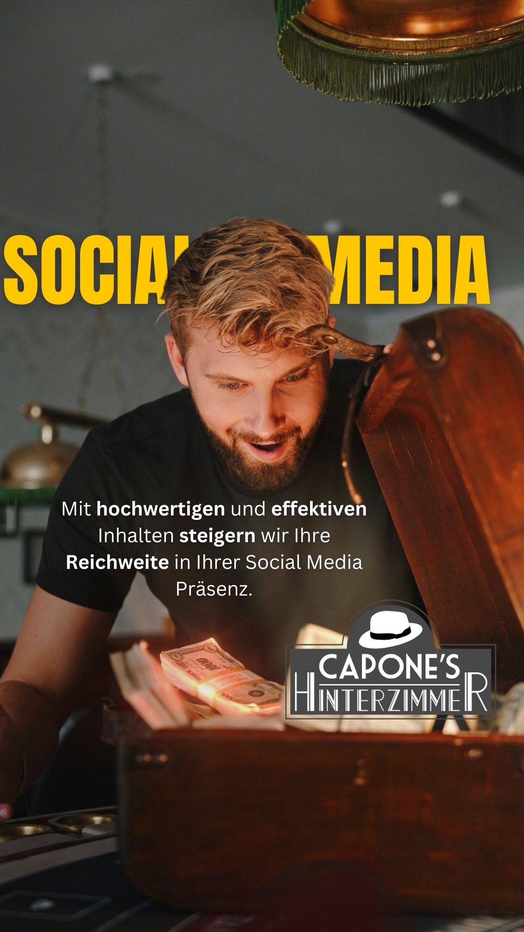 Treiben Sie Ihren Erfolg mit Social Media voran. 🚀
Für Capone´s Hinterzimmer haben wir in Frankfurt dieses Werbereel produziert.
Content, welcher für Instagram und andere Social Media Plattformen produzuziert wird, funktioniert anders, als übliche Videos.
Schon die ersten 2 Sekunden können darüber entscheiden, ob man sich das Video länger anschaut oder doch lieber weiterswipet.
Auch die Gesamtlänge des Videos (Reels) sollte möglichst kurz sein. Dadurch entsteht eine höhere Wahrscheinlichkeit, dass das Video möglichst lang bzw. bis zum Ende geschaut wird, was dazu führt, dass der Algorhytmus das Video als interessant einstuft und man so schneller organisch wachsen kann und Reichweite gewinnt.
Kontaktieren Sie uns für ein kostenloses Erstgespräch:
📧 info@firmenkino.de