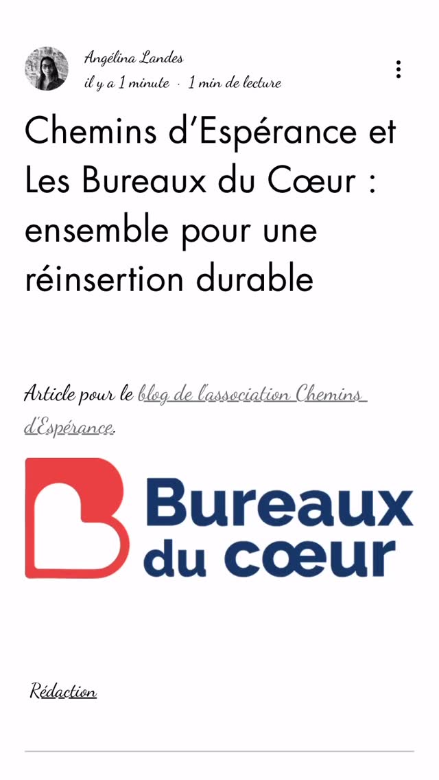 Chemins d’Espérance et Les Bureaux du Cœur : ensemble pour une réinsertion durable.
#ehpad #solidarité @bureaux_du_coeur