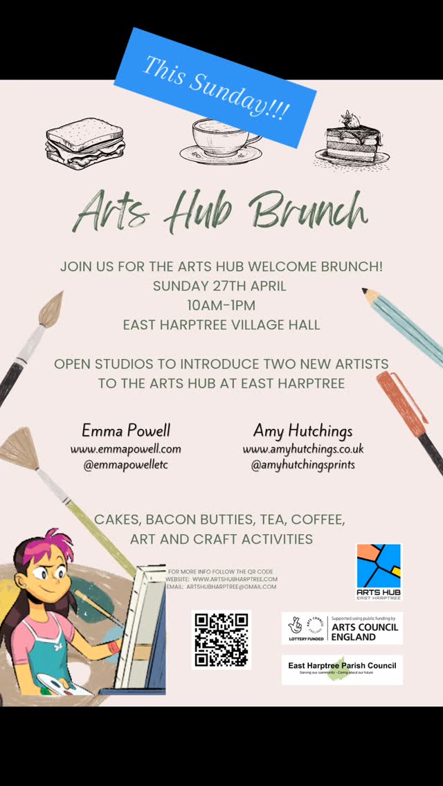 It's nearly here...the Arts Hub Sunday brunch! Join us this Sunday 27th April, from 10am-1pm, East Harptree Village Hall, to welcome the new Arts Hub Artists Emma Powell and Amy Hutchings! There will be coffee, cake, bacon butties and family friendly art and craft activities :)
.
.
.
#artshub #chewvalley #artworkshops #artexhibition #artstudio #brunch #sundaybrunch
