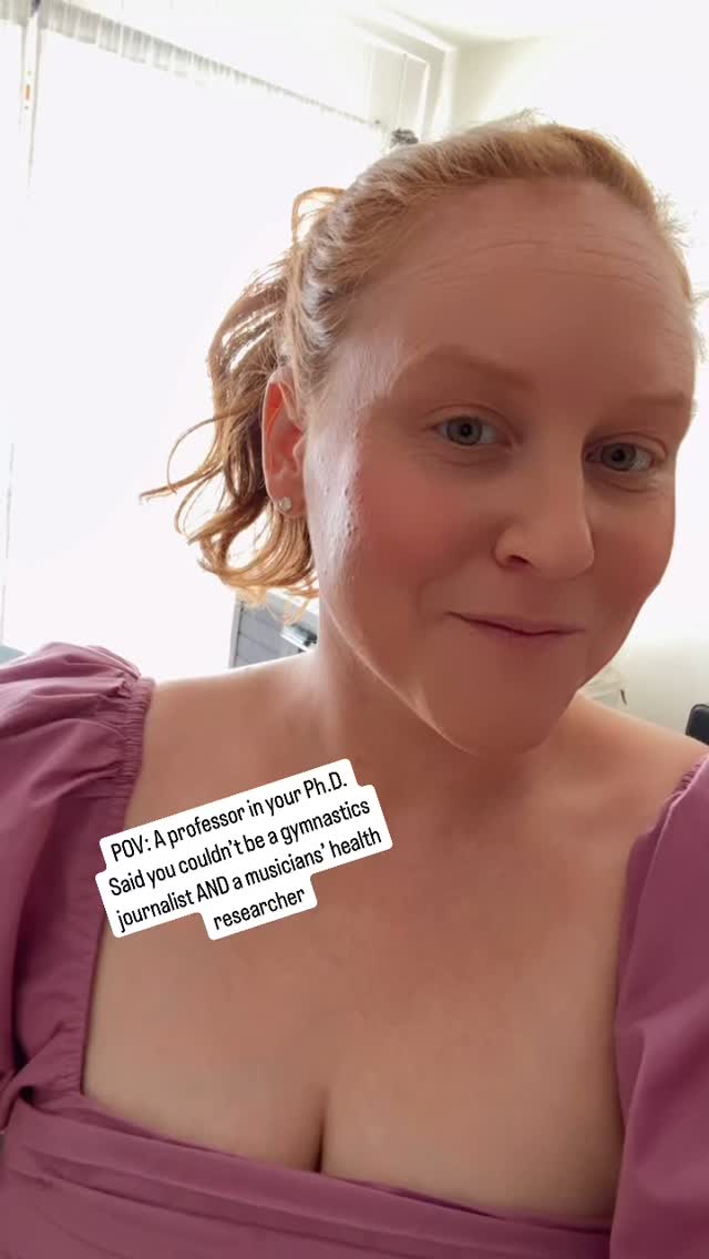 I will ALWAYS remember that professor who told me I couldn’t do both.
Just look at me now. In two weeks I’m headed to Germany to cover the European Gymnastics Championship and this week I put the final stamp of approval on ANOTHER musicians’ health publication 💁♀️
Don’t let shortsighted people crush your dreams because they don’t have the imagination to make things happen!
What have you been told you can’t do?
#musician #musicianshealth #clarinet #clarinetist #gymnastics #sportsjournalist