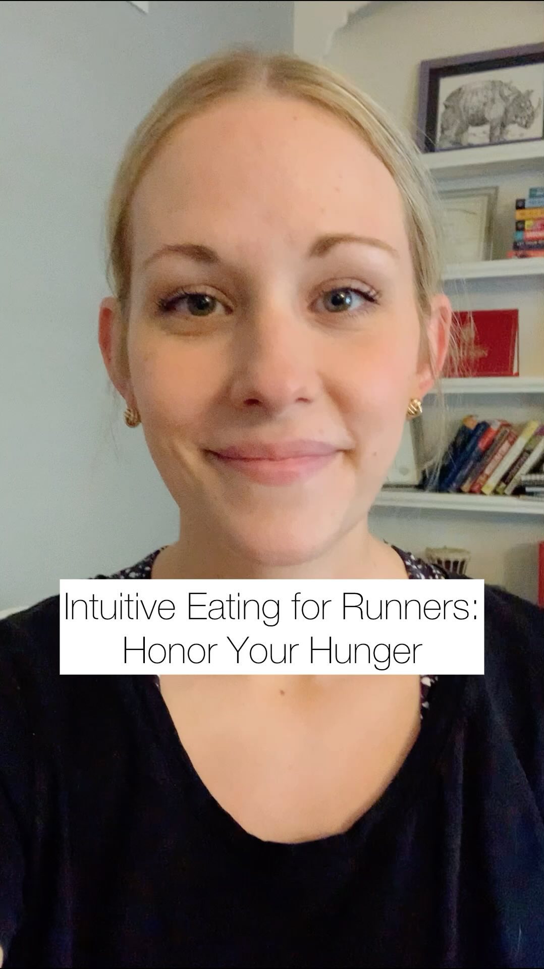 For a lot of runners, crunching the numbers and planning the fuel comes easily, it’s navigating a healthy relationship with food that’s challenging.
That’s why I’m doing this series on intuitive eating for runners. This is maybe not as exciting as the latest sports nutrition products or fueling strategies, but it’s SO important.
The second principle, Honor Your Hunger, can be really difficult if you’ve spent years ignoring it or trying to trick it (like “if you’re hungry, chew a piece of gum!”).
For runners, honoring your hunger is going to sometimes mean eating even when you don’t feel hungry. Check out the blog over at www.therunnersdietitian.com/blog for more details on this principle and how you can work on implementing it.
These videos are only 90 seconds max and are really just scratching the surface of intuitive eating for runners. If you’re looking for more of a deep dive or individual guidance on healing your relationship with food, send me a message and let’s chat!