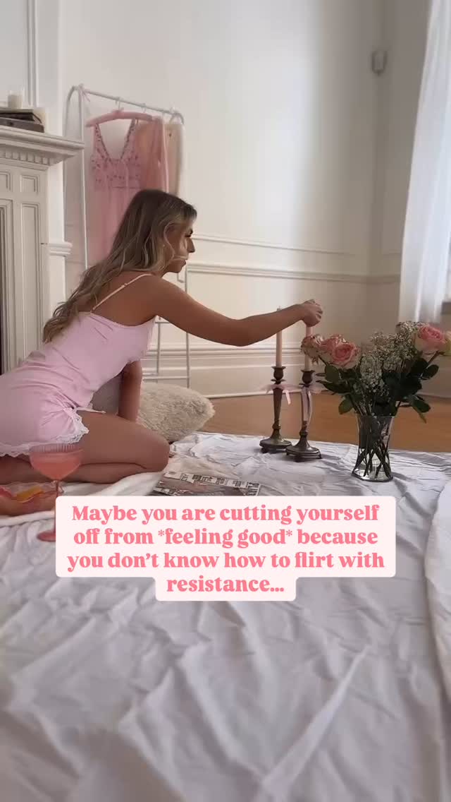 You know that feeling pre-workout where you dread it? But after you do it, you’re thinking to yourself “wow that feels good, I should do this more often!”
There is that resistance you have to dance with.
The self discipline to follow through on something, even though it feels hard in the moment.
Are you wanting to feel better in your daily life but putting off the things that help you get to that state?
Where does this apply to your intimate life
We don’t just arrive at jaw dropping, drool worthy intimacy…we intentionally create it.
We show up to it.
We flirt with the resistance that is in between you and the other side of feeling good.