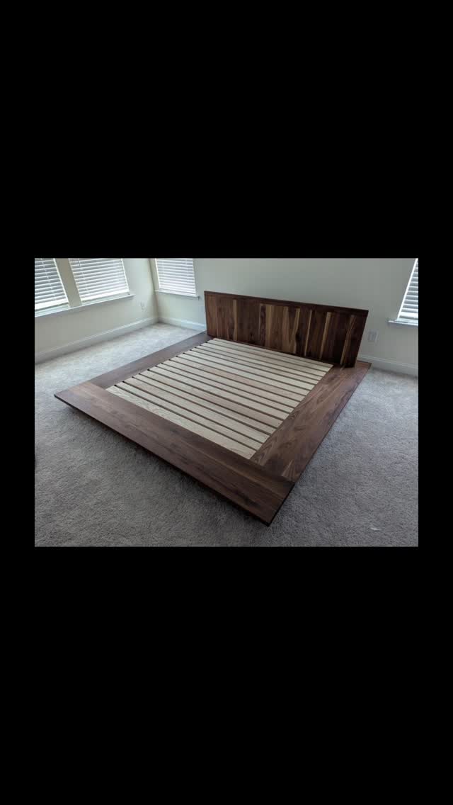 King size walnut platform bed installed in Charlotte, North Carolina.
Delivered anywhere in the USA from Michigan, what can we get started for?