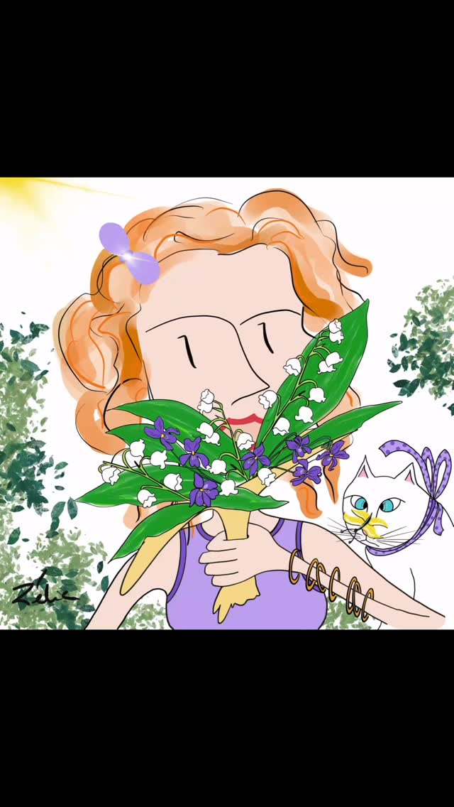 Joyeux 1er mai!!! 🌸🌺🌻#mai #1ermai #drawings #dessin #may #graphic_art #mayflowers #muguet #cat