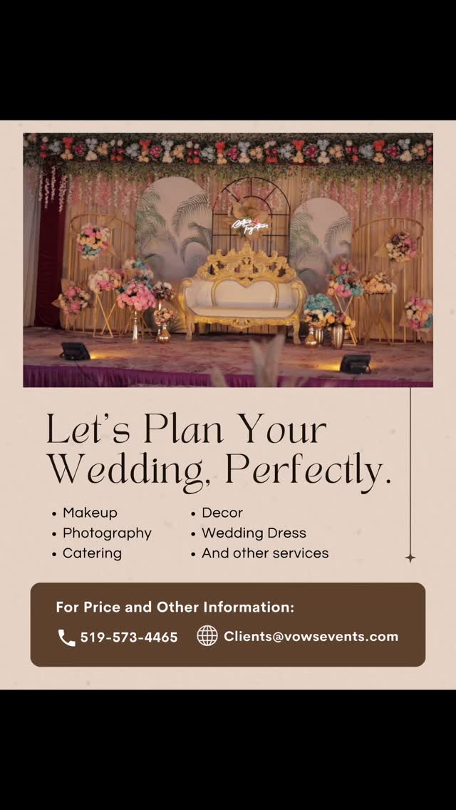 โจ Turning your dreams into picture-perfect moments โจ
From intimate gatherings to grand celebrations, we handle every detail with care, creativity, and love. ๐๐๐
๐ฉ Book with us today!
โ๏ธ+ 1 (519) 573-4465
๐ง Email: clients@vowsevents.com
๐ Website: www.vowsevents.com
Letโs start planning something unforgettable. ๐ซ
.
.
#VowEvents #EventPlanner #EventStylist #WeddingPlanner #GenderRevealParty #BirthdayVibes #EventInspiration #LuxuryEvents #StyledByVowEvents #celebratewithvow