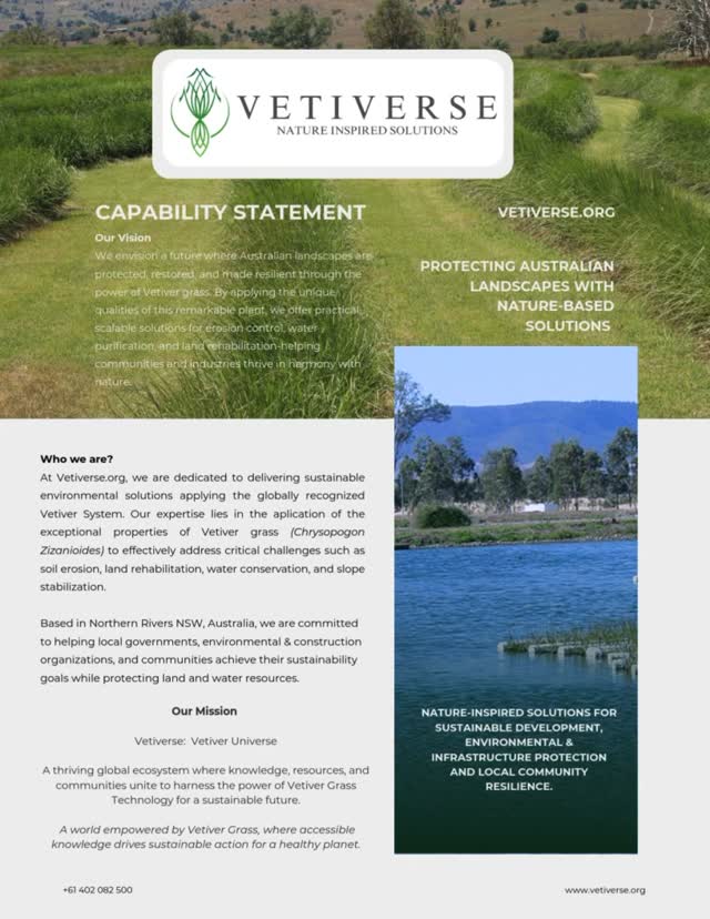 Our Capabilty Statement, please visit us @vetiverse.org