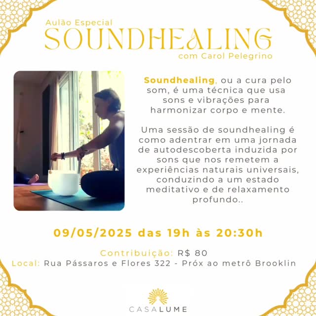 Sexta é dia de pausa e cura sonora!
Das 19h às 21h, venha mergulhar em uma vivência de soundhealing com vibrações ancestrais que acalmam a mente, regulam o sistema nervoso e despertam estados profundos de presença.
Traga seu corpo, sua escuta e deixe o som cuidar do resto.
✨️🎼🙏
