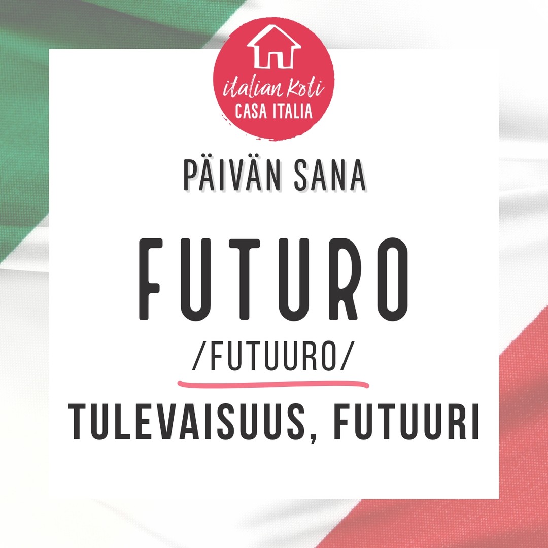 🔮 Sana futuro tarkoittaa tulevaisuutta eli kaikkea sitä, mitä tulee tapahtumaan tai mikä on edessäpäin ajassa. Se viittaa aikaan, joka on vasta tulossa ja jota ei ole vielä koettu.
Etymologia
Sana juontuu latinan sanasta futurus, joka on verbin esse (’olla’) futuuripartisiippi. Tämä tarkoittaa, että futuro on kielellisesti osa olemista, mutta se viittaa sellaiseen olemiseen, joka ei ole vielä toteutunut.
Erilaiset käyttötavat ja merkitykset
1. Ajallinen merkitys:
Tuleva aika, se mitä ei ole vielä tapahtunut.
• Esim. “Il futuro è incerto” → “Tulevaisuus on epävarma.”
2. Elämänsuunnitelmat ja kohtalo:
Voidaan käyttää viittaamaan henkilön elämänpolkuun tai mahdollisuuksiin.
• Esim. “Ha un grande futuro davanti a sé.” → “Hänellä on suuri tulevaisuus edessään.”
3. Kieliopillinen aikamuoto:
Italialaisessa kieliopissa futuro semplice ja futuro anteriore ovat aikamuotoja, jotka ilmaisevat tulevia tapahtumia.
• Esim. “Domani pioverà.” → “Huomenna sataa.”
4. Filosofinen ja abstrakti käyttö:
Tulevaisuus voi olla myös metaforinen käsite, joka liittyy toivoon, epävarmuuteen tai ennustuksiin.
• Esim. “Il futuro dell’umanità dipende da noi.” → “Ihmiskunnan tulevaisuus riippuu meistä.”
#päivänsana #paroladelgiorno #italia #futuro #tulevaisuus #futuuri