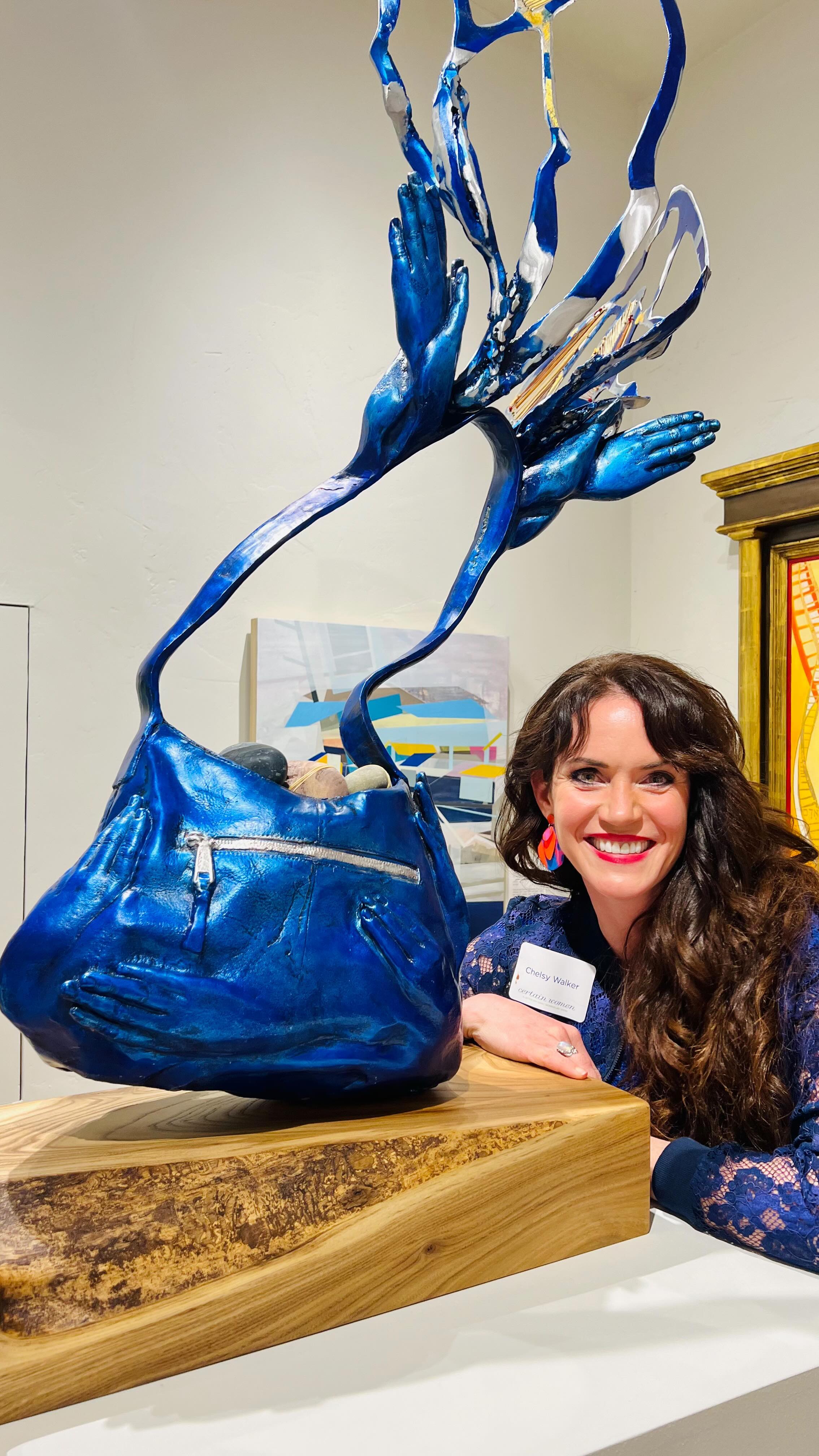 Opening Night at @certainwomenartshow at JKRGallery! The curators and gallery staff did such a phenomenal job of assembling the show and putting on a great night for all of us.
It made me so happy to have family and friends show up to support me. The caliber of art was incredible there—wish I could take it all home with me!
Special thanks to @golden_goddess444 for helping make the mold for the bag, and @moonglass.gallery for building me a custom beautiful pedestal on short notice. @markcowardinsculpture has been an awesome mentor, and @draperbryon dropped everything to help me fix a break on the install day. I feel so indebted to all of you for this joyful moment in my life.
And…the piece SOLD!
#certainwomenartshow #aluminumsculpture #handbags #openingnight