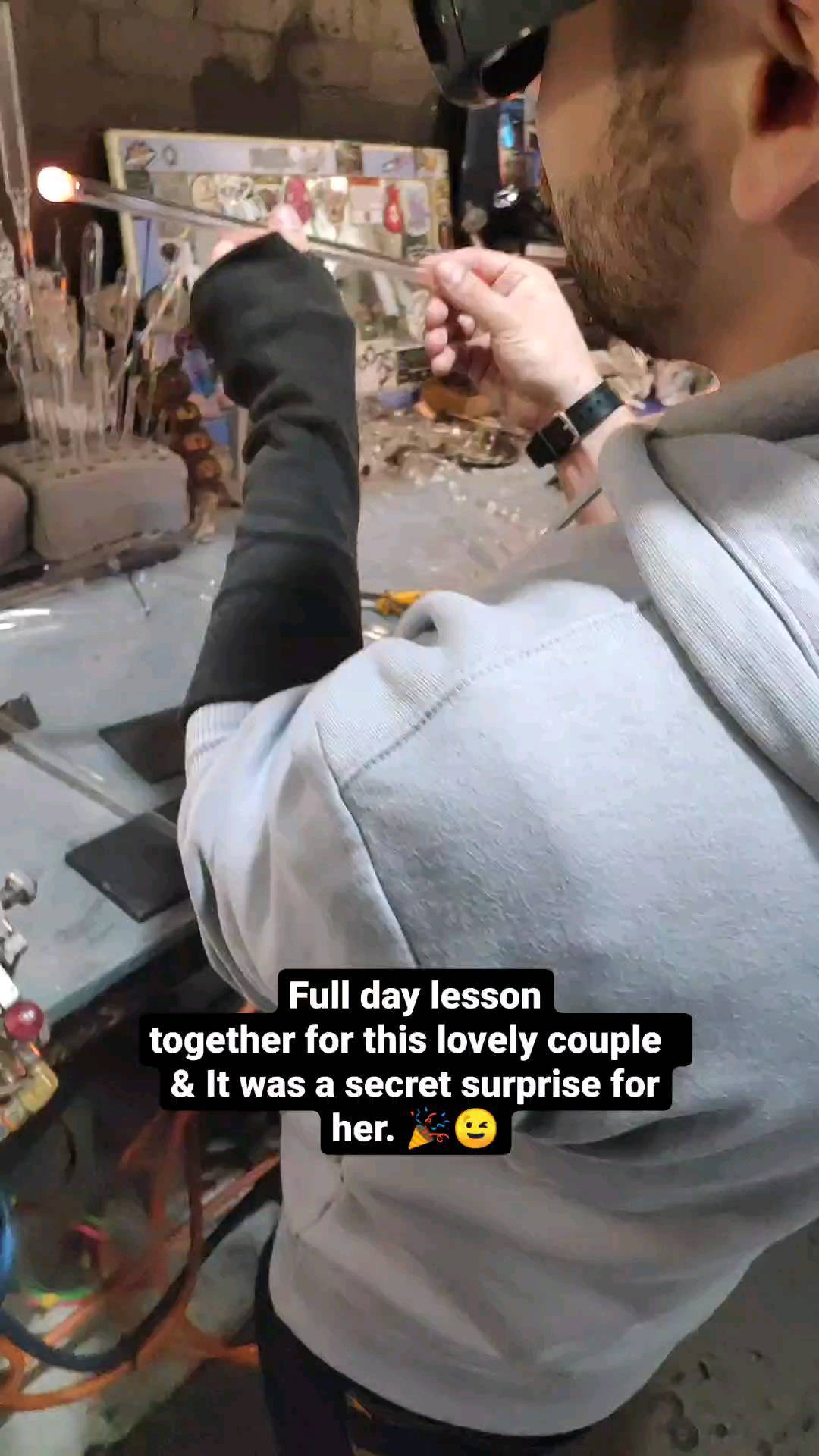 Lovely couple in for full day lesson together today @brightonglassblowing. Both did really well, and it was a surprise for her so many browny points scored. Do u fancy a go ? 👊
#brightonglass #thingstodoinbrighton #glassblowinglessons