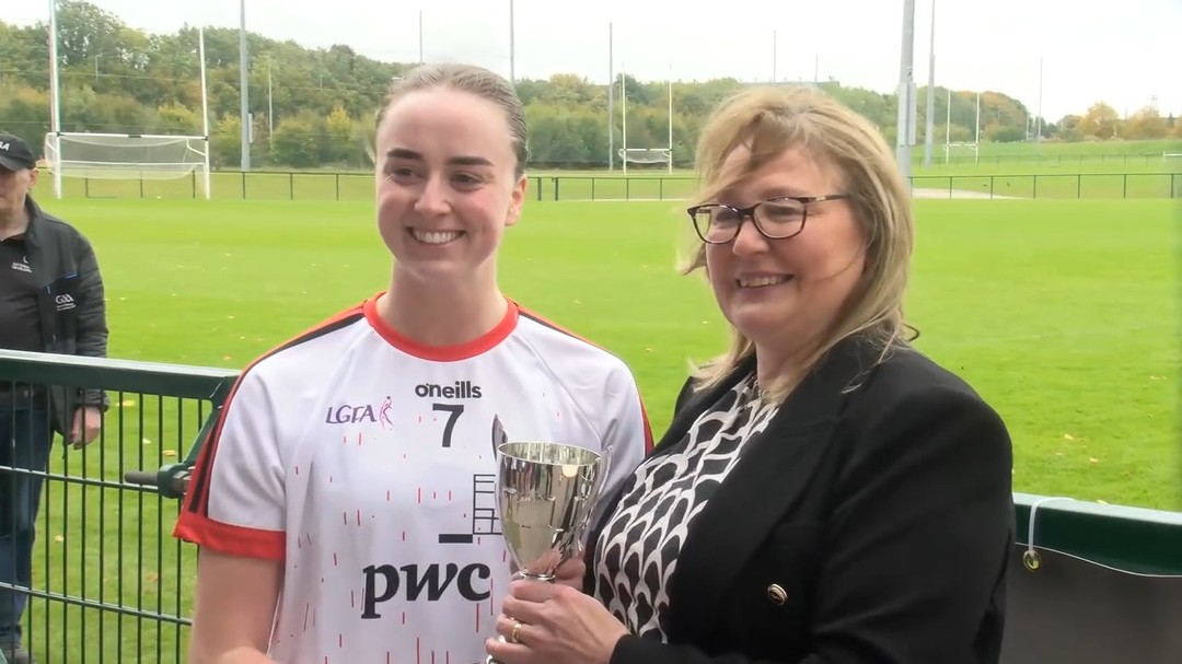 Comhghairdeas lenár gcailín Aoibhín Cleary who captained team @pwc_ireland in the 2024 @ladiesgaelicfootball Interfirms Blitz at Abbotstown. Maith thú Aoibhín!
