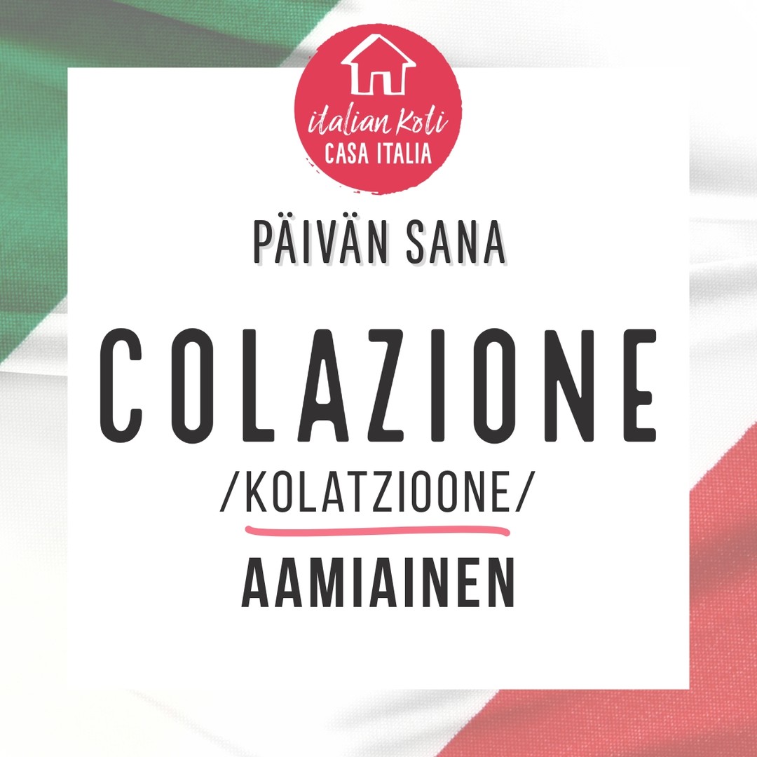 🥐☕ Italian sana “colazione” tarkoittaa aamiaista, eli päivän ensimmäistä ateriaa. Sanaa voidaan käyttää myös vanhanaikaisemmassa merkityksessä viittaamaan lounaaseen, mutta tämä käyttö on nykyään harvinaisempi.
Etymologia:
Sana “colazione” on peräisin latinan sanasta “collatio”, joka tarkoittaa ‘kokoelmaa’ tai ‘kokoamista’, ja tulee verbistä “conferre”, joka tarkoittaa ‘tuoda yhteen’. Tämä juontuu siitä, että aamiaisella tai aterialla yleisesti kokoontuu ihmisiä yhteen syömään. Alun perin termi on tullut italian kieleen vanhan ranskan sanan “colation” kautta.
Esimerkkilauseita italiaksi:
1. Di solito faccio una colazione leggera, solo un caffè e un cornetto.
• “Yleensä syön kevyen aamiaisen, vain kahvin ja croissantin.”
2. Non saltare la colazione, è il pasto più importante della giornata.
• “Älä jätä aamiaista väliin, se on päivän tärkein ateria.”
3. Durante il weekend, mi piace prendere il tempo per godermi una colazione più abbondante.
• “Viikonloppuisin pidän siitä, että minulla on aikaa nauttia runsaammasta aamiaisesta.”
#italia #päivänsana #paroladelgiorno #colazione #aamiainen