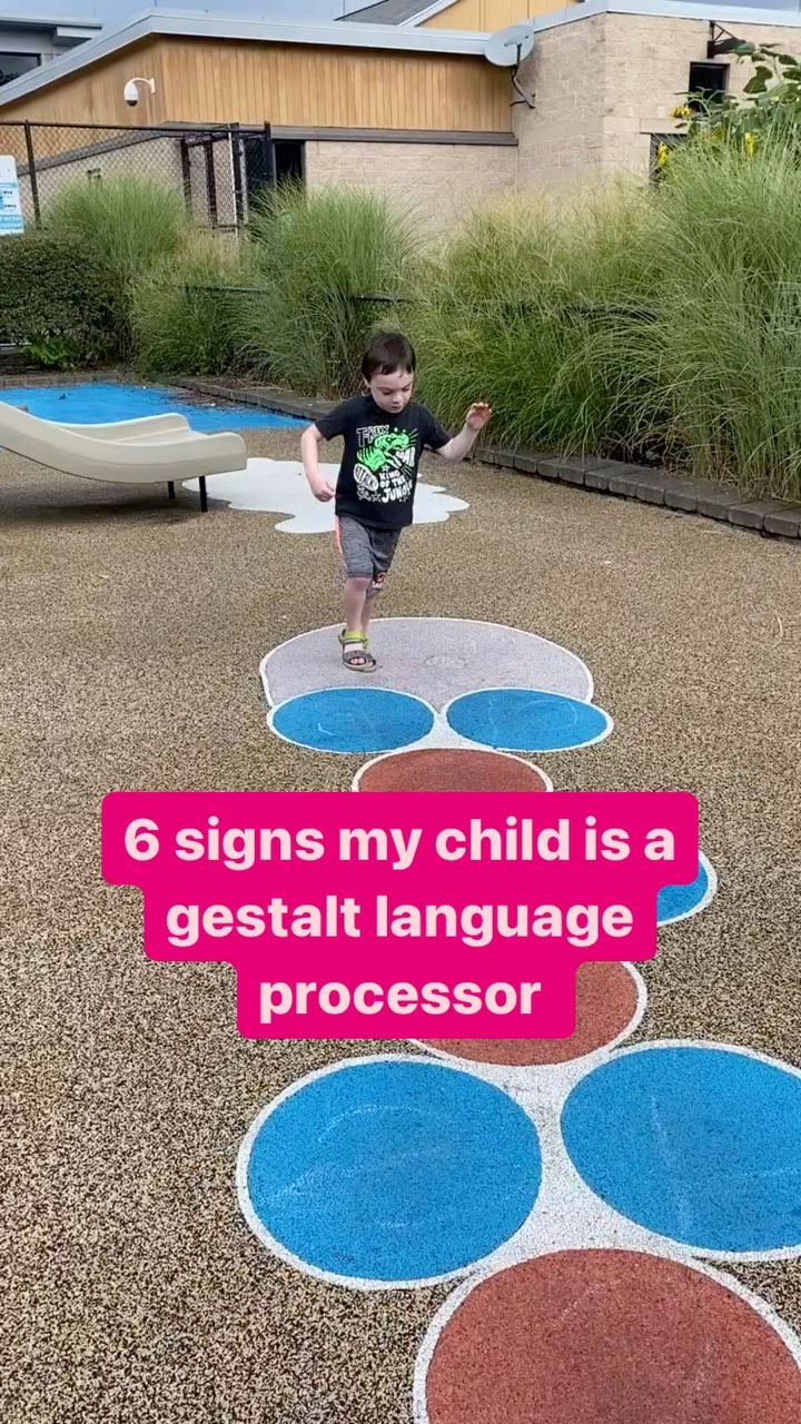 Sound familiar? Then congratulations because you may know and love a Gestalt Language Processor (GLP)! 👏 And here’s another round of congrats because gestalt language development IS typical language development. And it’s pretty darn amazing.
……………………………………………………………………………….There are not one, but TWO natural and normal paths to language acquisition- Gestalt and Analytic.
……………………………………………………………….………………Analytic is the more familiar path- the one that teachers, pediatricians, and SLPs know and love. The one on which milestone charts are based and neurodivergent children are erroneously measured. It’s a house of cards, built card by card, ace by spade, slowly from the ground up, sound by sound and word by word, with complex grammar as the pinnacle.
………………………………………………………………..…………….Gestalt language development is almost the mirror opposite: top-down and whole-to-part. The scripts, chunks, and echoes are the “house.” Then, through pattern recognition, episodic memory, and joyful, meaningful experiences, the structure is broken down into its flexible, movable parts- card by card, until we are left with single cards that can be rearranged to build whatever new structure our heart desires- novel, new sentences that reflect our experiences.
……………………………………………………………………………….Both paths are valid. Neither are inherently disordered. Sometimes, the paths converge (more on that later). But recognizing the path is super important, as treating a GLP like an ALP can result in STUCK language.
……………………………………………………………….…………..…Discovering the unique ways your child processes language can be a journey full of surprises and learning opportunities. When we check our expectations at the door, we open our minds to the many valid ways of being human. Together, we can create a world where everyone’s voice is heard and valued. ❤️🌎
……………………………………………………………………………….If your child is stuck somewhere along their path, it can feel like the ground is dropping from beneath you. 🤝 Need a little help? Send me a DM or reach out through my website ⬆️. Know and love a GLP? ❤️Write “Gestalt” in the comments below! 👇
Xo